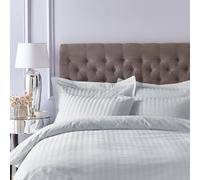 Bianca 300 Thread Count Cotton Satin Stripe Single Duvet Cover Set with Pillowcase Silver Grey