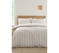 Bianca 'Ashford Stripe' 200 Thread Count Cotton Percale Reversible Duvet Cover Set in Natural | Size: King Bianca Natural King