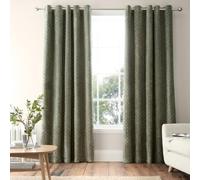 Bianca Fine Linens Attica Velvet Blackout 66X72 Inch Eyelet Curtains Two Panels Green