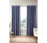 Bianca Fine Linens Attica Velvet Blackout 90X90 Inch Eyelet Curtains Two Panels Blue