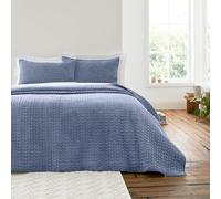 Bianca Attica Velvet Embroidered 240x260cm Bedspread Blue