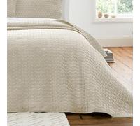 Bianca Attica Velvet Embroidered 240x260cm Bedspread Natural