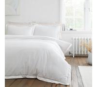 Bianca Bedding Oxford Lace 200 Thread Count Cotton Double Duvet Cover Set With Pillowcases White