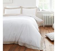 Bianca Bedding Oxford Lace 200 Thread Count Cotton Super King Duvet Cover Set With Pillowcases White Natural