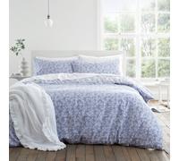 Bianca Bedding Shadow Leaves 200 Thread Count Cotton Reversible Single Duvet Cover Set With Pillowcase French Blue