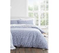 Bianca Blue Shadow Leaves 100% Cotton 200 Thread Count Duvet Cover Set Blue