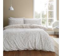 Bianca Brushed Cotton Floral Toile Reversible Single Duvet Cover Set with Pillowcase Natural