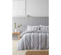 Bianca 'Brushed Cotton Ticking Stripe' Reversible Duvet Cover Set in Grey | Size: Single Bianca Grey Single