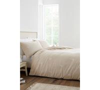 Bianca 'Brushed Embroidery Leaf' Cotton Duvet Cover Set in Natural | Size: Double Bianca Natural Double