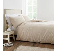 Bianca Brushed Embroidery Leaf Cotton Single Duvet Cover Set Natural