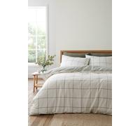 Bianca Brushed Regal Check Cotton Reversible Duvet Cover Set in Green | Size: Single Bianca Green Single