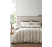 Bianca 'Brushed Regal Stripe' Cotton Reversible Duvet Cover Set in Natural | Size: Single Bianca Natural Single