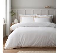 Bianca Brushed Tailored Cotton Single Duvet Cover Set White/Natural