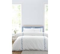 Bianca Camille Embroidered Floral 200 Thread Count Cotton Duvet Cover Set White / Blue - Double - White / Blue