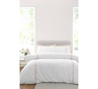 Bianca Camille Embroidered Floral Cotton Duvet Cover Set Super King White