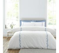 Bianca Camille Embroidered Floral 200 Thread Count Cotton Duvet Cover Set White / Blue - King - White / Blue