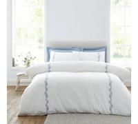 Bianca Camille Embroidered Floral 200 Thread Count Cotton Super King Duvet Cover Set With Pillowcases White / Blue