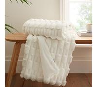 Bianca Carved Faux Fur 150x200cm Blanket Throw Cream