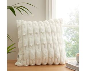 Bianca Carved Faux Fur 50x50cm Cushion Cream