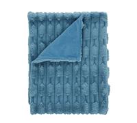 Bianca Carved Faux Fur Soft Throw Bedspread 150 x 200cm Or Cushion/Cover Blue
