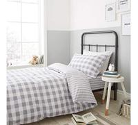 Bianca Check and Stripe Cotton Single Fitted Sheet Grey