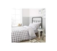 Bianca 'Check & Stripe' Cotton Fitted Sheet in Grey | Size: Single Fitted Bianca Grey Single Fitted