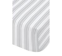 Bianca 'Check & Stripe' Cotton Fitted Sheet in Grey | Size: Double Fitted Bianca Grey Double Fitted