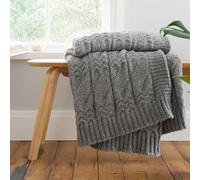 Bianca 'Cosy Soft Cable Knit' Blanket Throw in Grey | Size: 150 cm × 200 cm Bianca Grey 150 cm × 200 cm