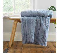 Bianca Cosy Soft Cable Knit Blanket Throw - Blue - 150 x 200 cm