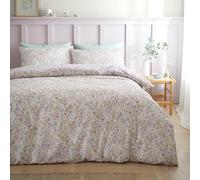 Bianca Ditsy Floral 200 Thread Count Cotton Reversible Super King Duvet Cover Set with Pillowcase Lilac