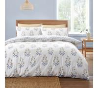 Bianca Eloise Floral 230 Thread Count Cotton Reversible Duvet Cover Set With Pillowcases Blue
