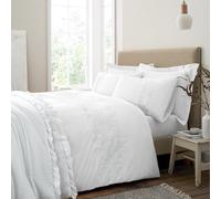 Bianca Embroidery Floral 200 Thread Count Cotton Double Duvet Cover Set with Pillowcases White