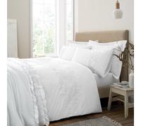 Bianca Embroidery Floral 200 Thread Count Cotton Single Duvet Cover Set with Pillowcase White