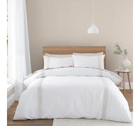 Bianca Embroidery Leaf 180 Thread Count Cotton Double Duvet Cover Set with Pillowcases Natural