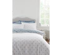 Bianca Esme Floral 200 Thread Count Cotton Reversible Duvet Cover Set White / Blue - Single - White / Blue