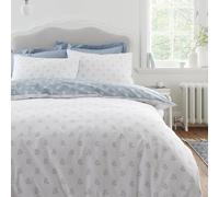 Bianca Esme Floral 200 Thread Count Cotton Reversible Single Duvet Cover Set with Pillowcase White Blue