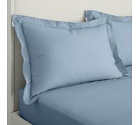 Bianca Fine Linens 200 Thread Count Cotton Percale Oxford 50X75Cm + Border Pack Of 2 Pillow Cases With Envelope Closure Blue