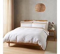 Bianca Fine Linens Bedding Waffle Cotton Circle Cotton Super King Duvet Cover Set with Pillowcases White