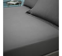 Bianca Fine Linens Bedroom 180 Thread Count Egyptian Cotton Double Fitted Sheet 34cm Depth Charcoal Grey