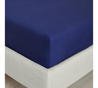 Bianca Fine Linens Bedroom 200 Thread Count Cotton Percale Double Fitted Sheet 32cm Depth Navy