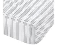 Bianca Fine Linens Bedroom Check And Stripe Fitted Sheet 25Cm Depth Grey