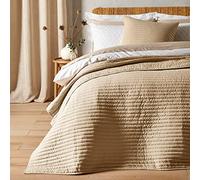 Bianca Fine Linens Bedroom Quilted Lines 220x230cm Bedspread Natural