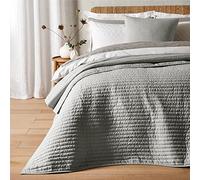 Bianca Fine Linens Bedroom Quilted Lines 220x230cm Bedspread Silver Grey
