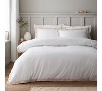 Bianca Brushed Cotton Tailored Super King Duvet Cover Set White/Natural