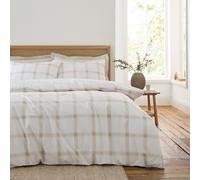 Bianca Oxton Check 200 Thread Count Cotton Reversible King Duvet Cover Set with Pillowcases Natural
