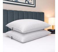 Bianca Fine Linens Premium 100% Cotton Stripe Pillow Pair White