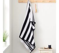 Bianca Fine Linens Reversible Stripe Cotton Jacquard Bath Sheet Black