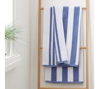 Bianca Fine Linens Reversible Stripe Cotton Jacquard Bath Towel Blue