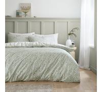 Bianca Fine Linens Scallop Floral 200 Thread Count Cotton Percale Reversible Double Duvet Cover Set With Pillowcases Green