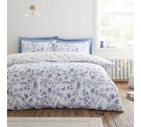 Bianca Fine Linens Thea Floral 200 Thread Count Cotton Reversible Single Duvet Cover Set With Pillowcase Blue